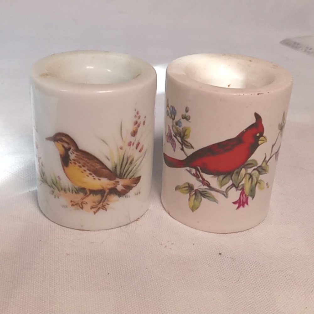 Vtg. candlestick holders West Germany ceramic Birds